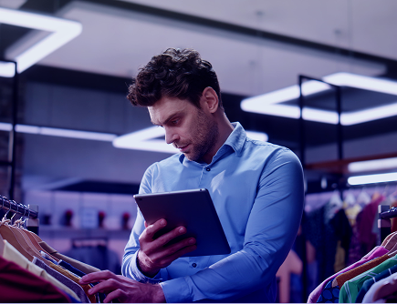 sales associate using tablet